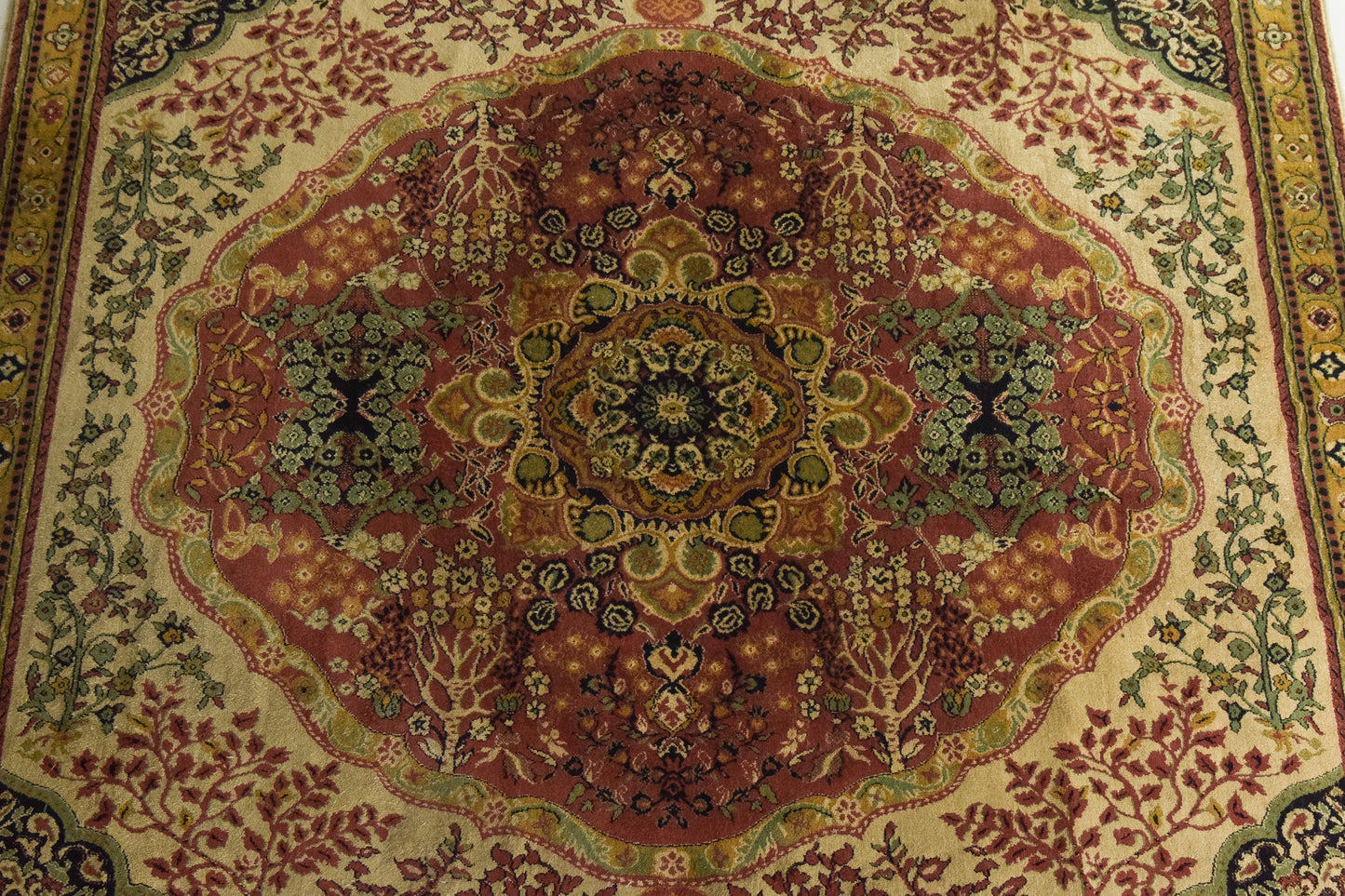 Large Vintage Indian Botanical Rug