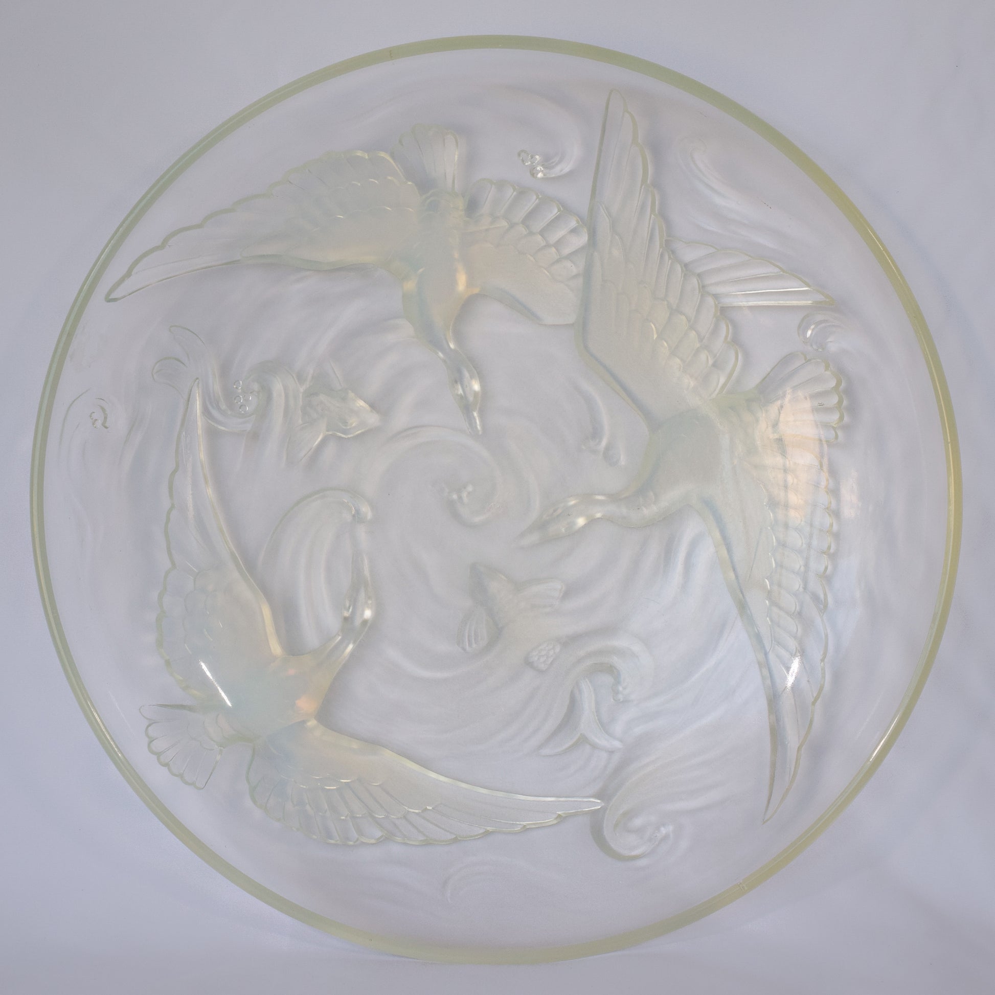Follower of René Jules Lalique - Glass Bowl with Swans and Fish