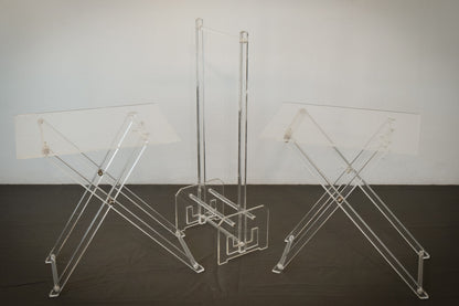 Unusual folding Side Tables with Stand - Perspex