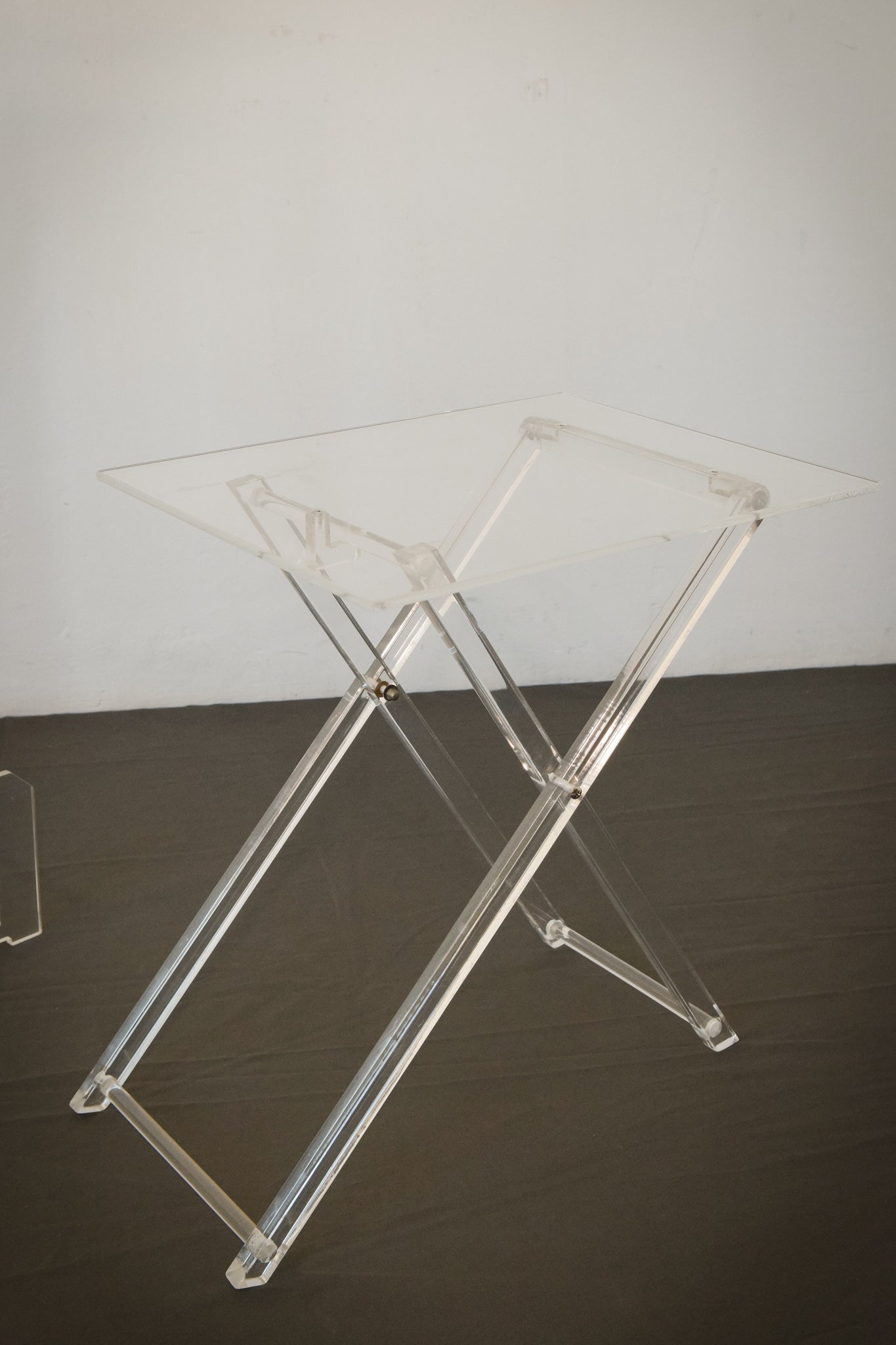 Unusual folding Side Tables with Stand - Perspex