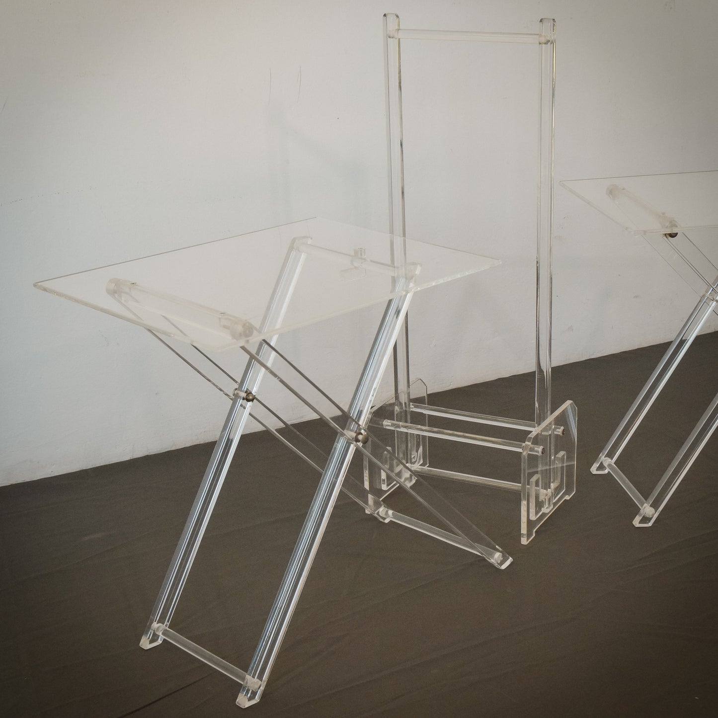 Unusual folding Side Tables with Stand - Perspex