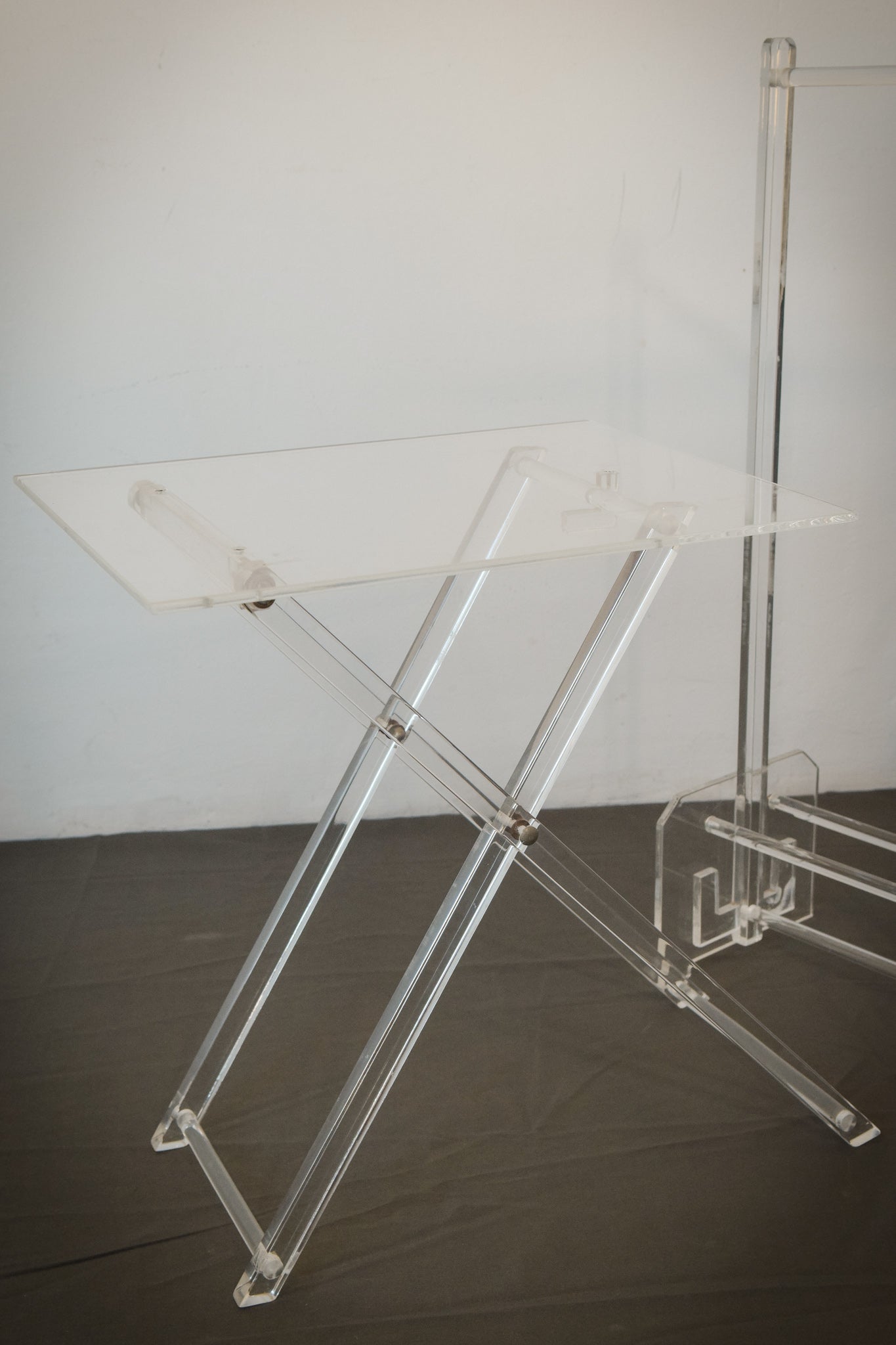 Unusual folding Side Tables with Stand - Perspex