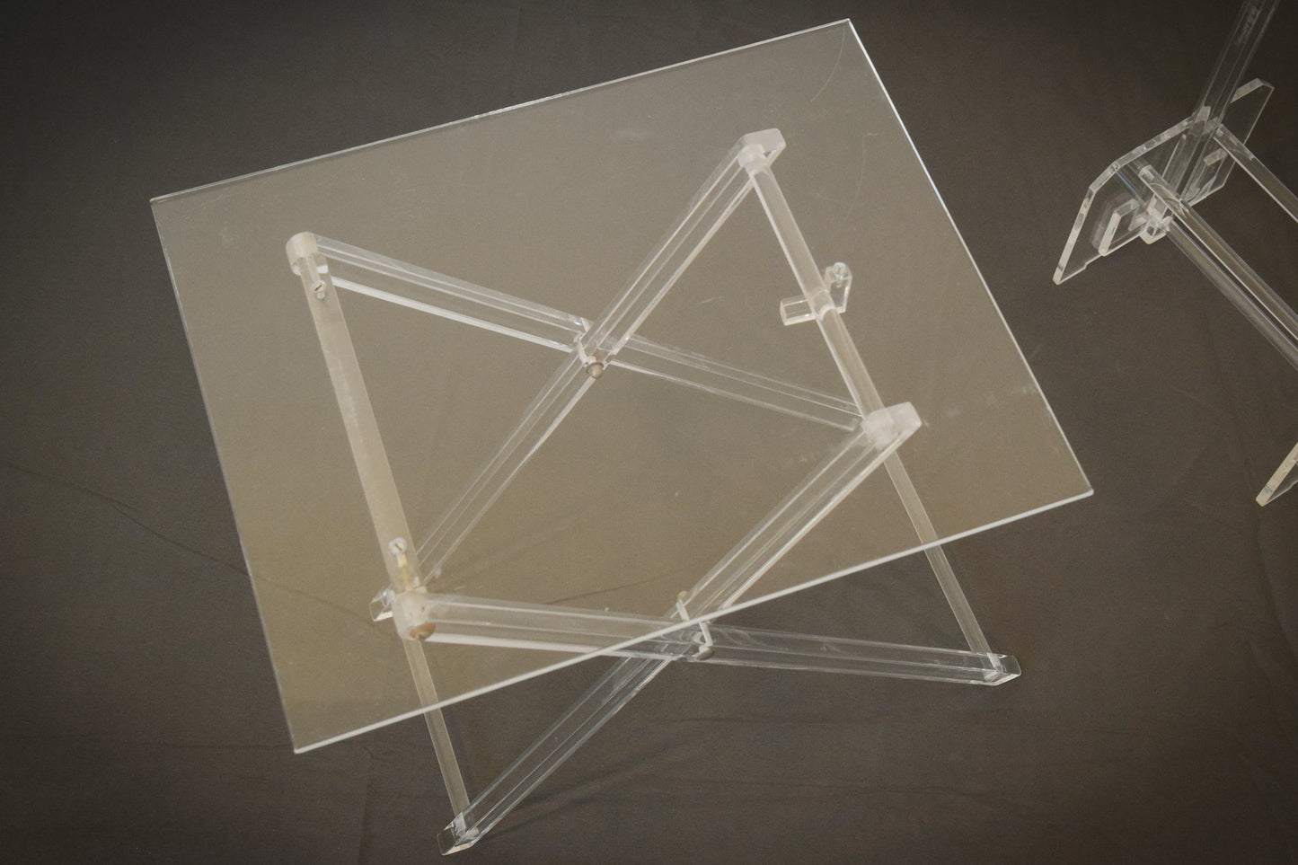 Unusual folding Side Tables with Stand - Perspex