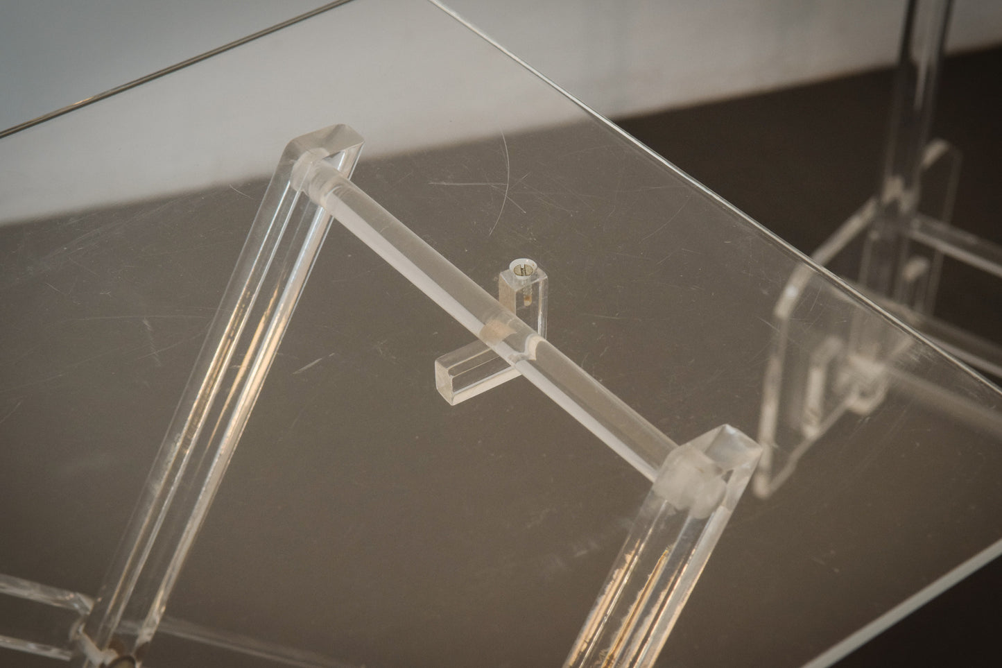 Unusual folding Side Tables with Stand - Perspex