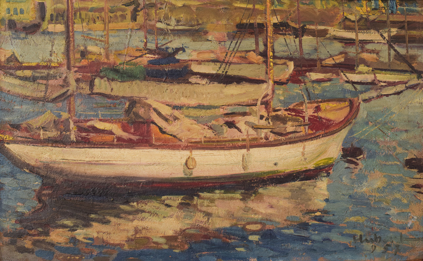 Impressionist Oil of Boats