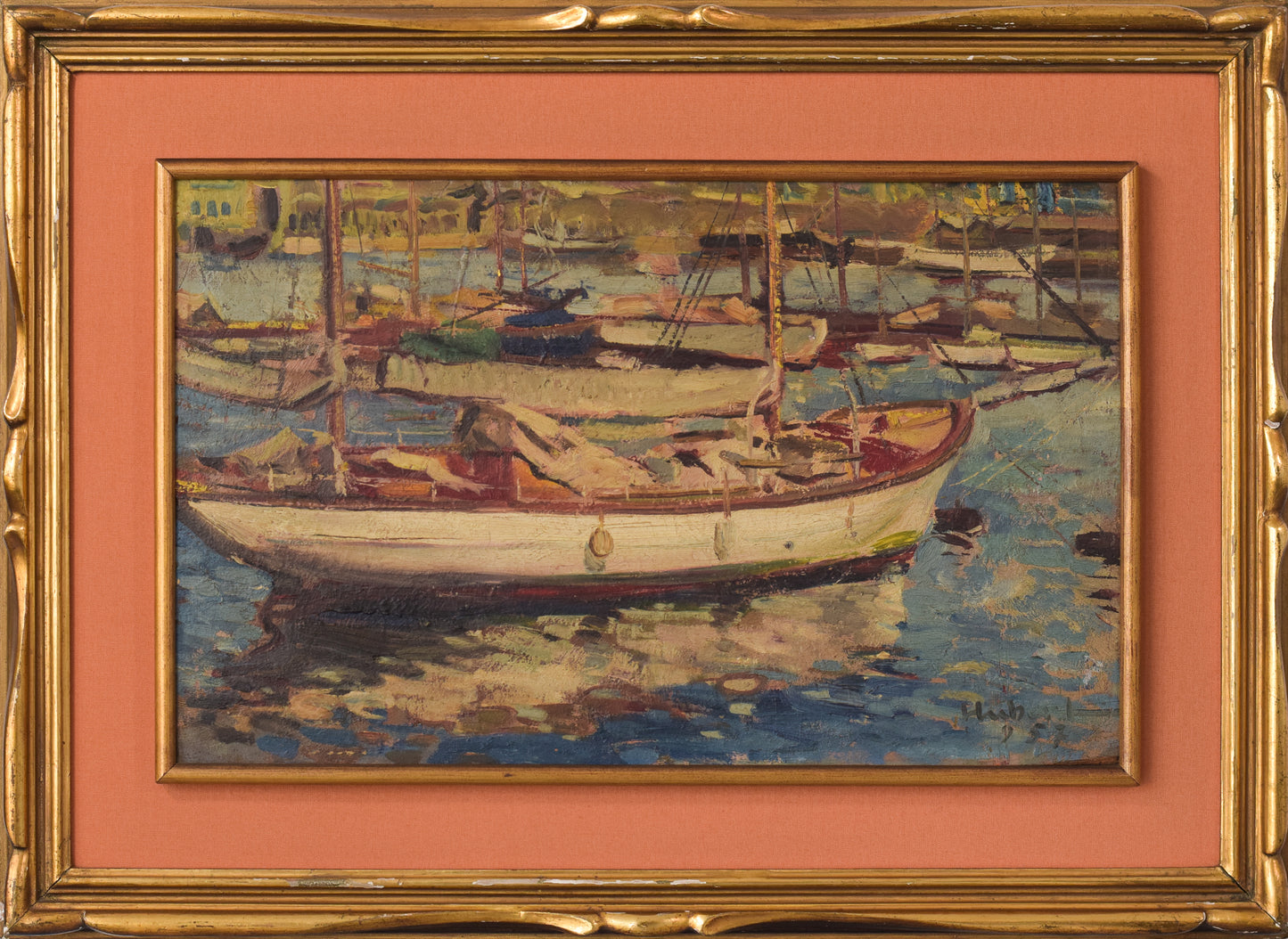 Impressionist Oil of Boats