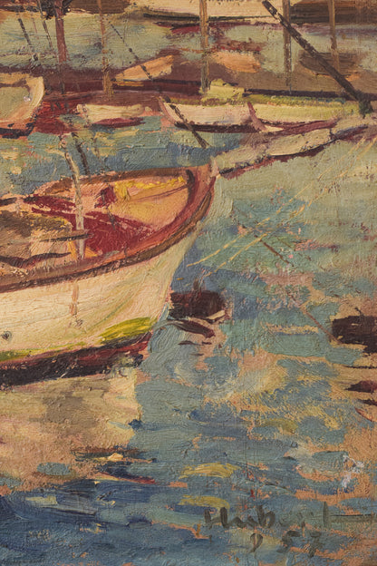 Impressionist Oil of Boats