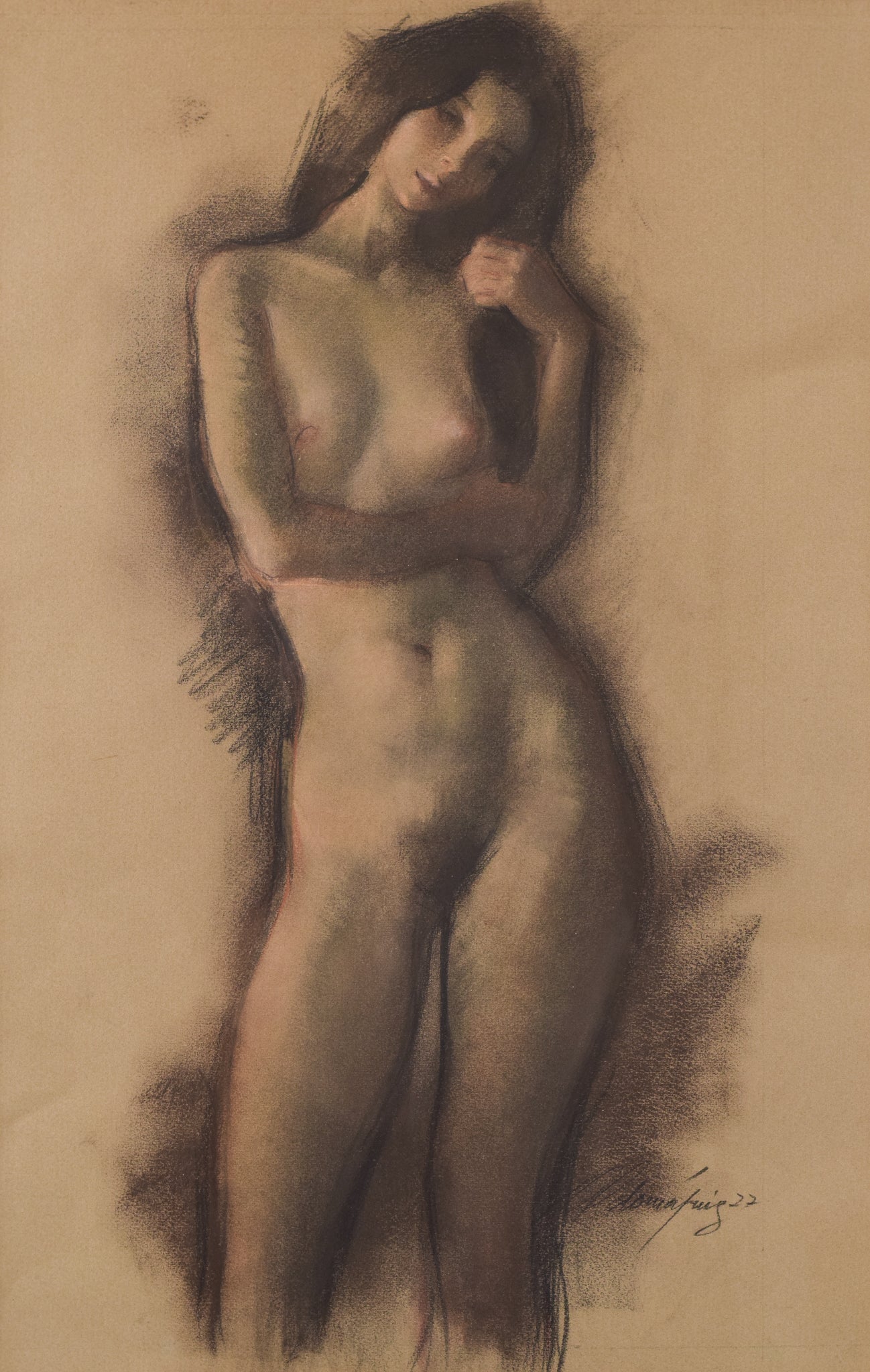 Charcoal Drawing of a Female Nude