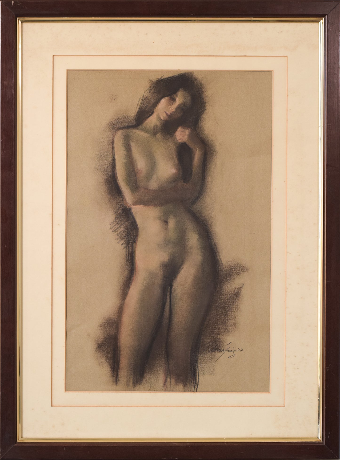 Charcoal Drawing of a Female Nude