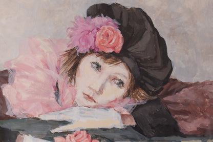 Portrait of a Lady with a Rose in the Style of Manet