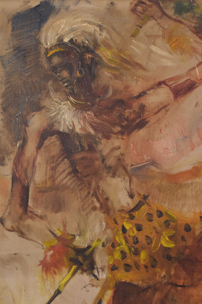 Mid Century - African Dancing Warrior with Cockerel