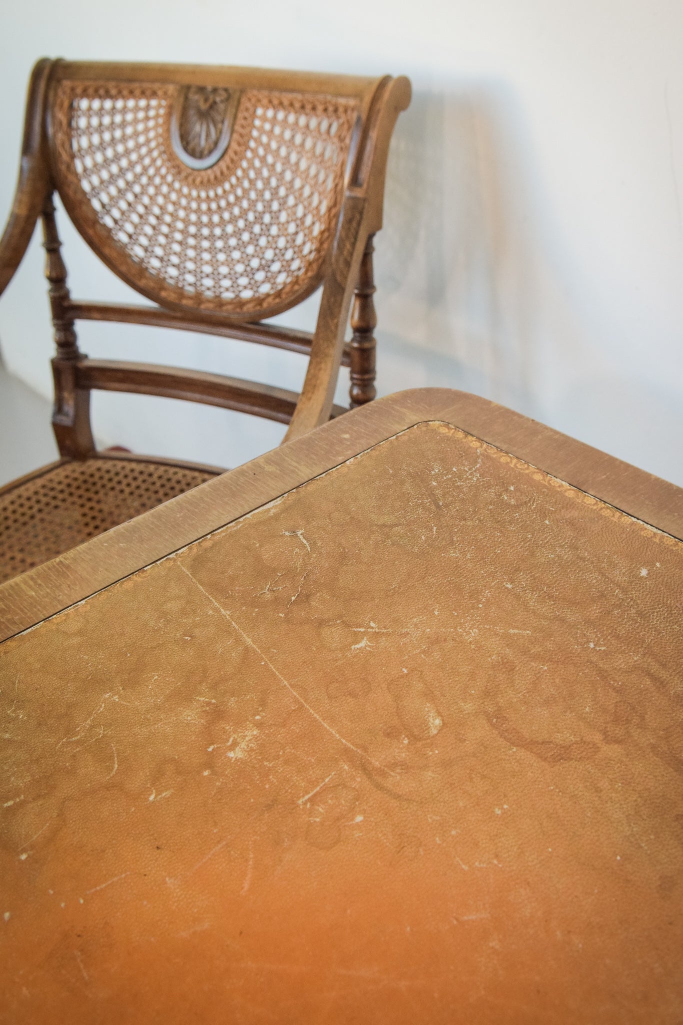 Elegant Vintage Games Table - With Four Matching Bergere Chairs