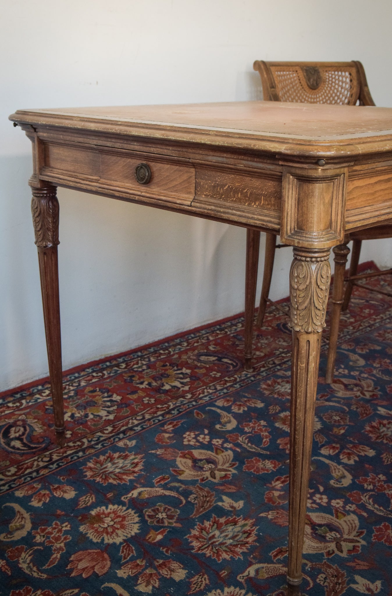 Elegant Vintage Games Table - With Four Matching Bergere Chairs