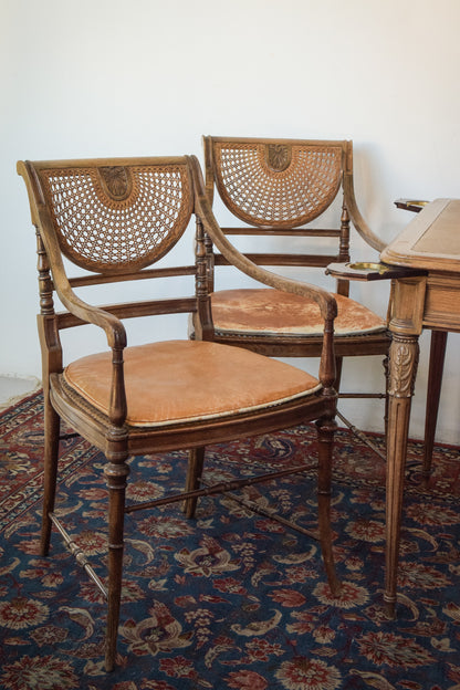 Elegant Vintage Games Table - With Four Matching Bergere Chairs
