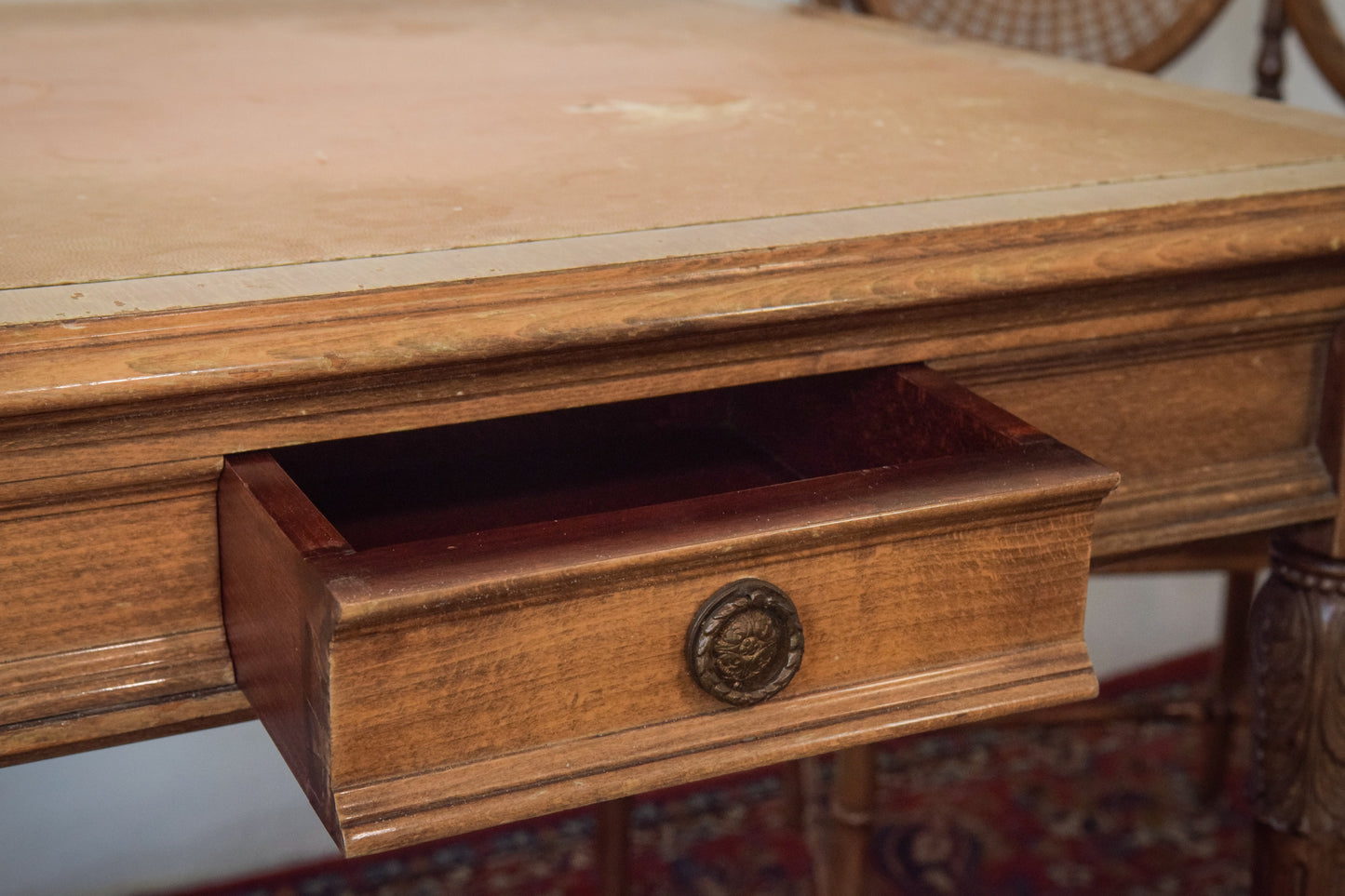 Elegant Vintage Games Table - With Four Matching Bergere Chairs