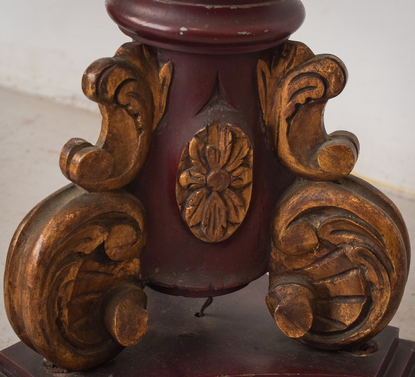 Two - Vintage Carved Wooden Standard Lamps