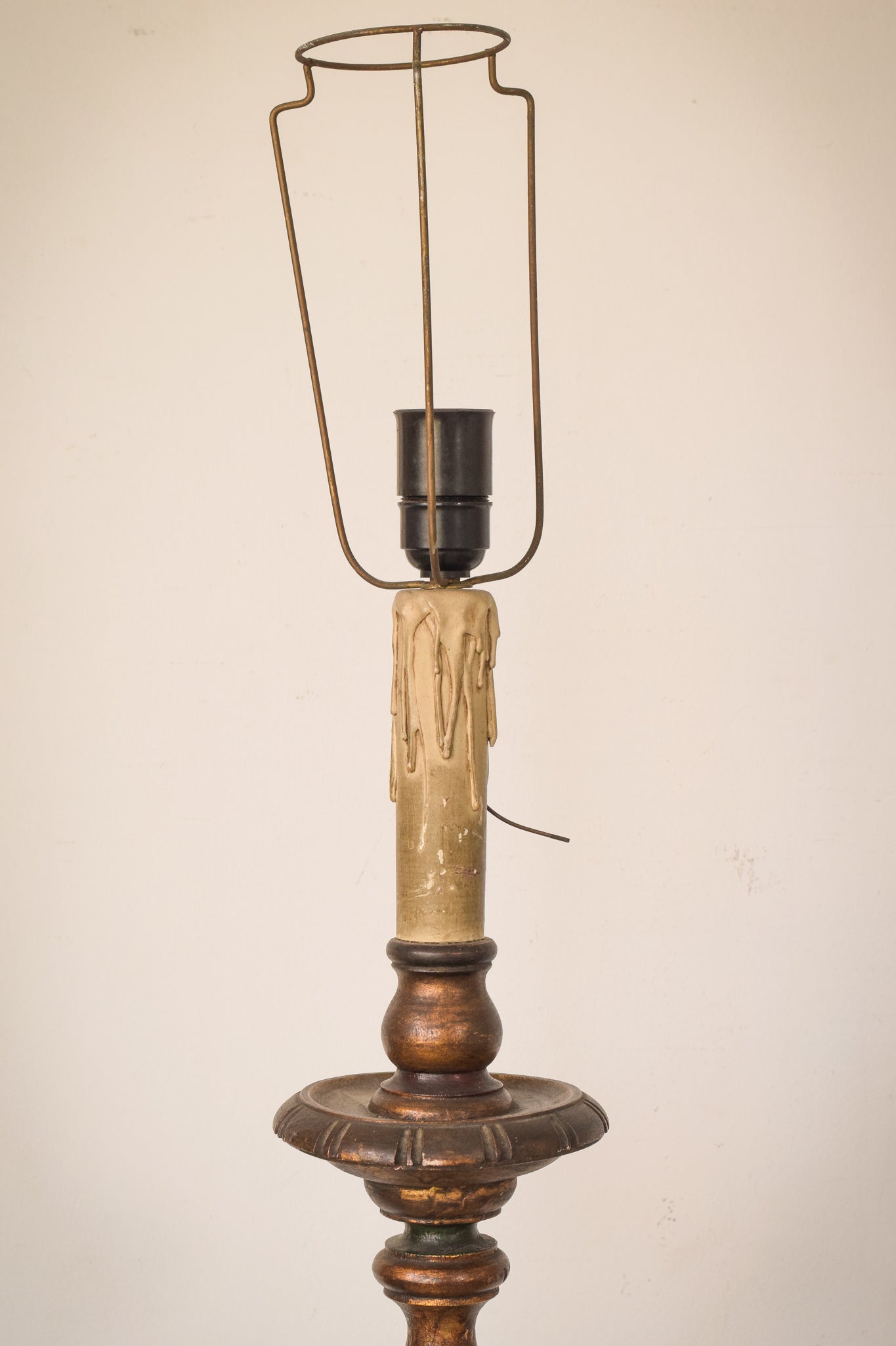 Two - Vintage Carved Wooden Standard Lamps