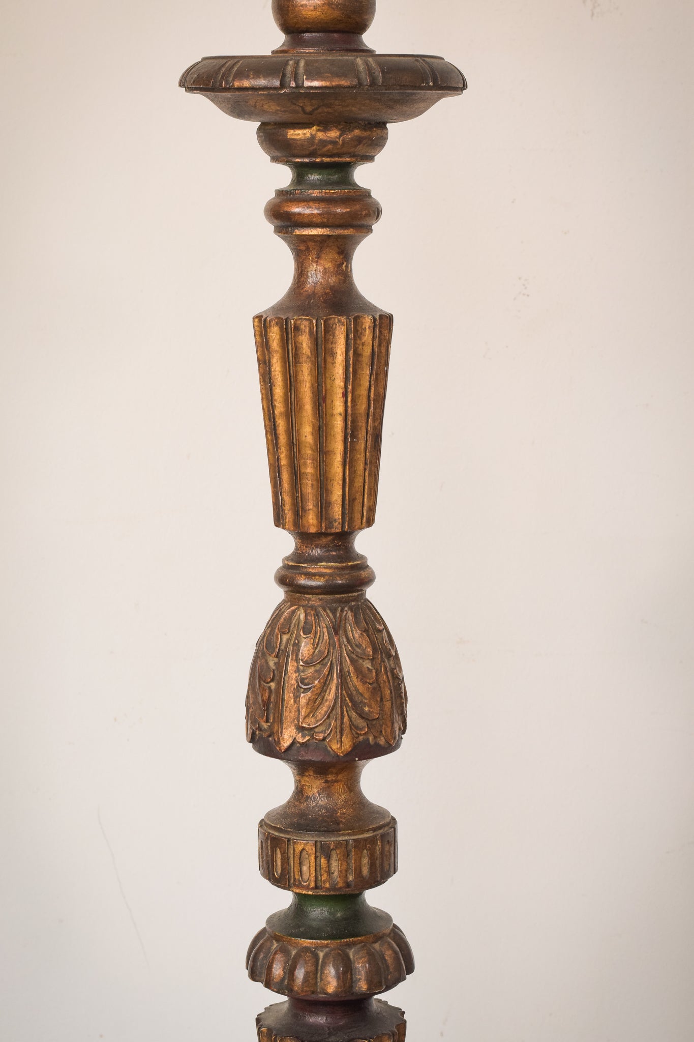 Two - Vintage Carved Wooden Standard Lamps