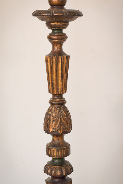 Two Vintage Carved Wooden Standard Lamps