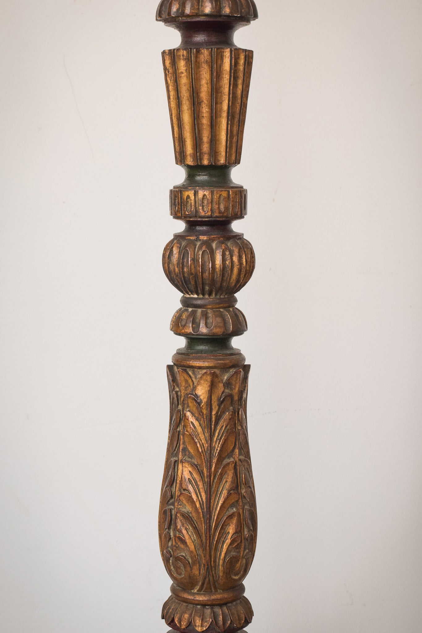 Two - Vintage Carved Wooden Standard Lamps