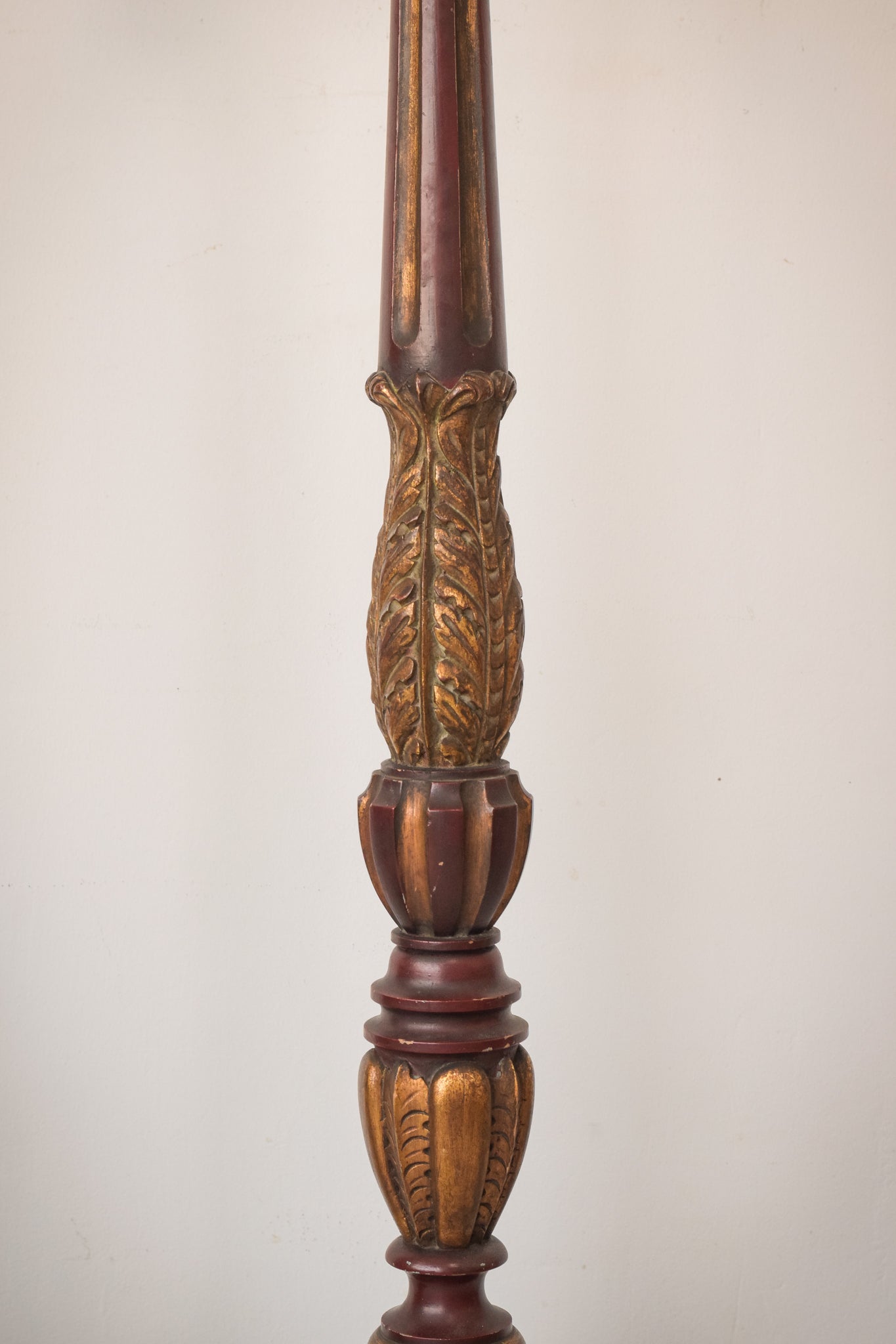 Two - Vintage Carved Wooden Standard Lamps