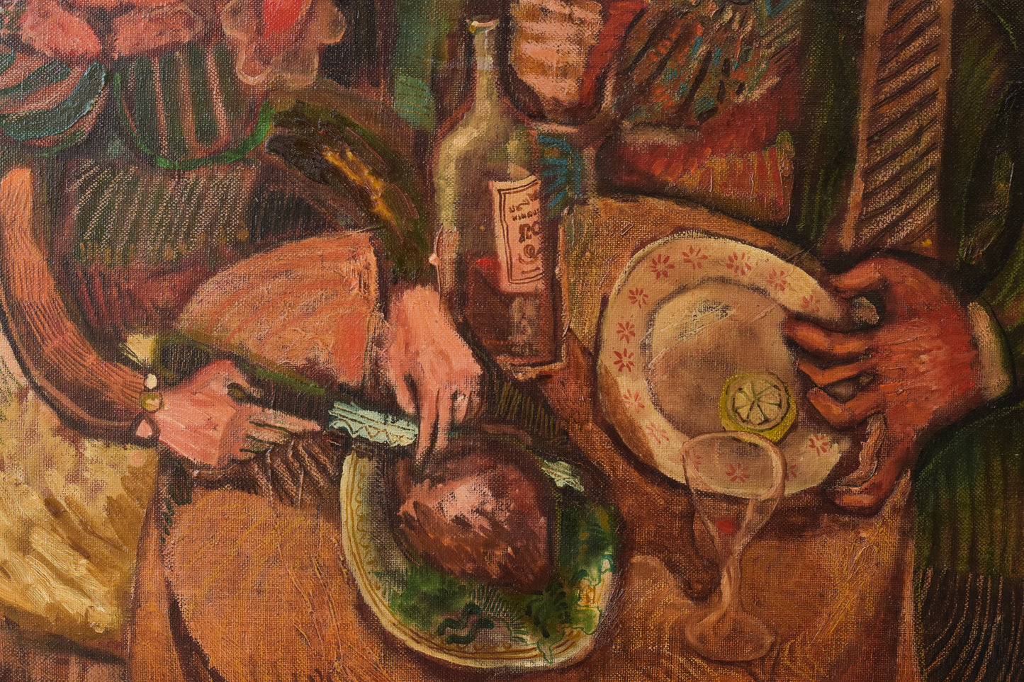 Couple Having Lunch - Oil on Canvas