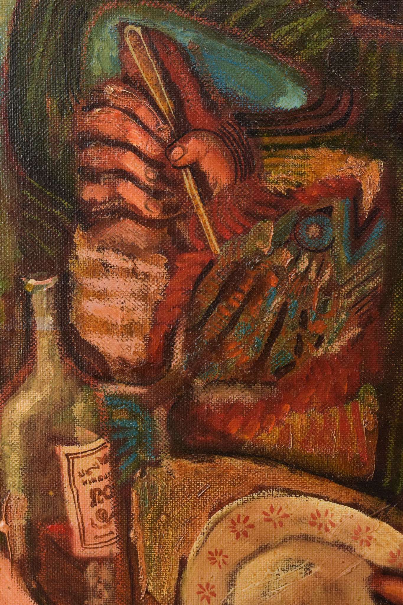 Couple Having Lunch - Oil on Canvas