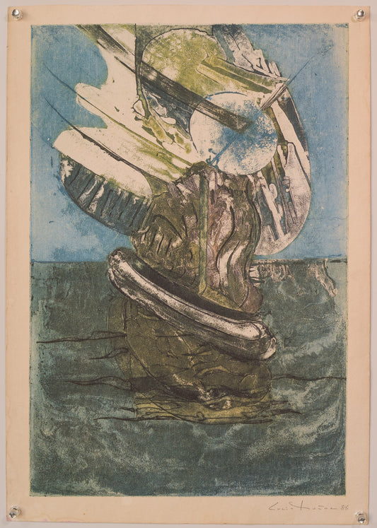 Abstract Lithograph of a Boat