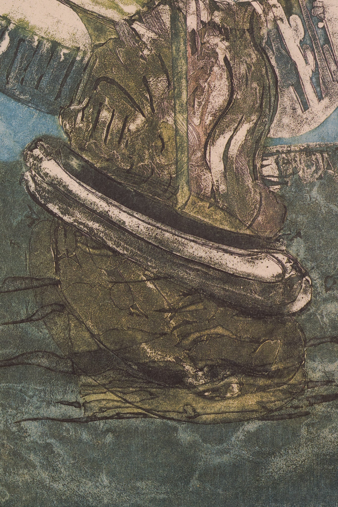 Abstract Lithograph of a Boat