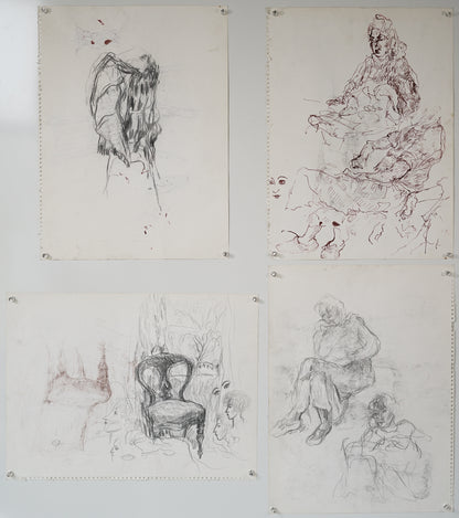 Cuatro estudios de tinta de varios temas.
