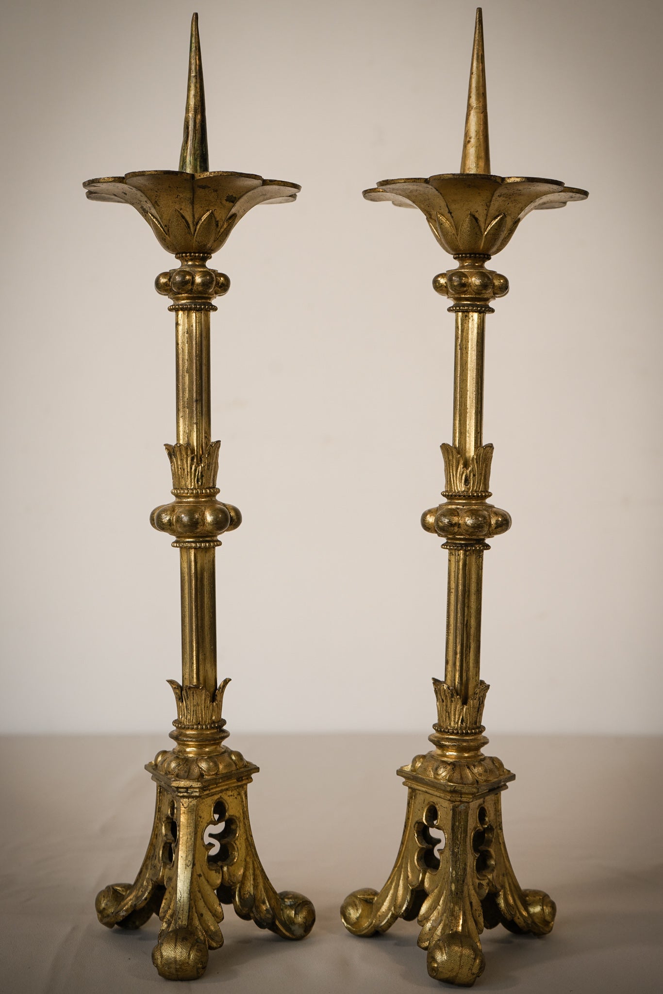 Pair of Antique Brass Church Candle Holders -  Canada
