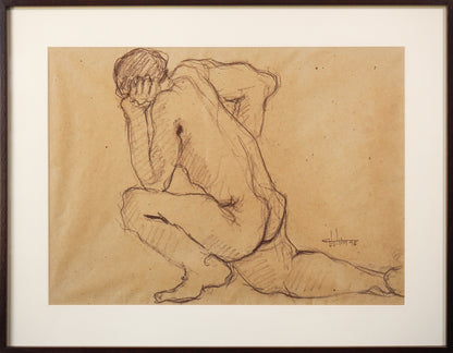 Framed Drawing of a naked man 