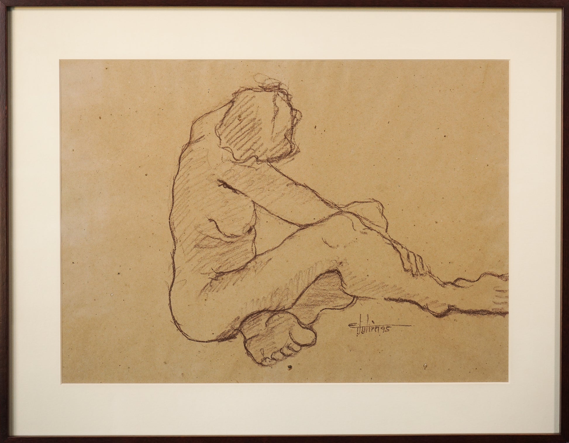 Framed drawing of a naked lady 