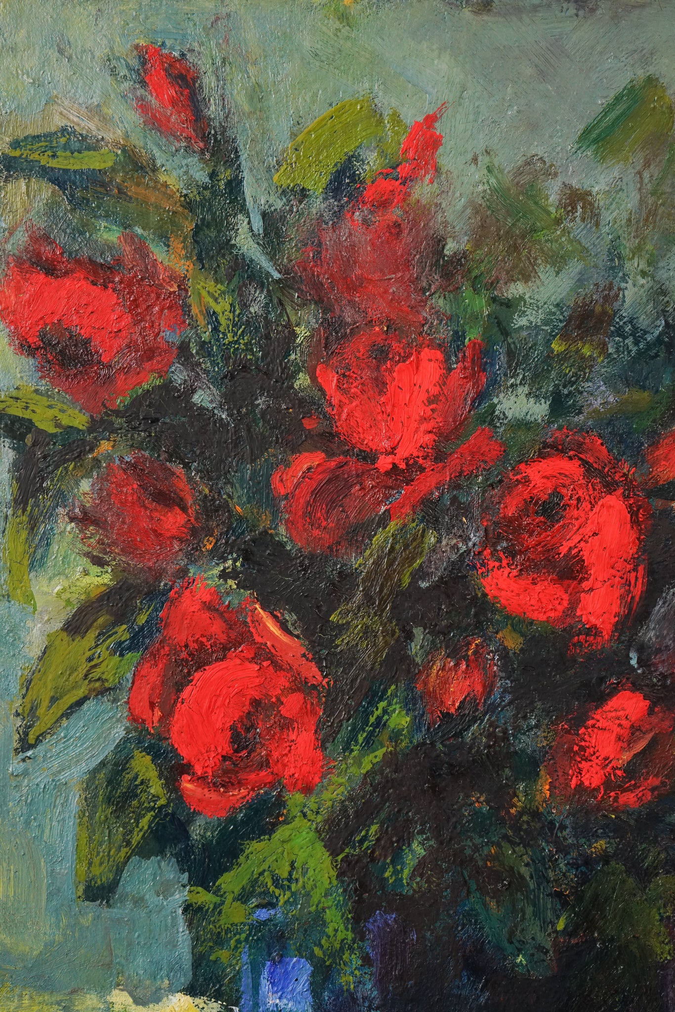Colourist - Red Flowers in a Blue Vase