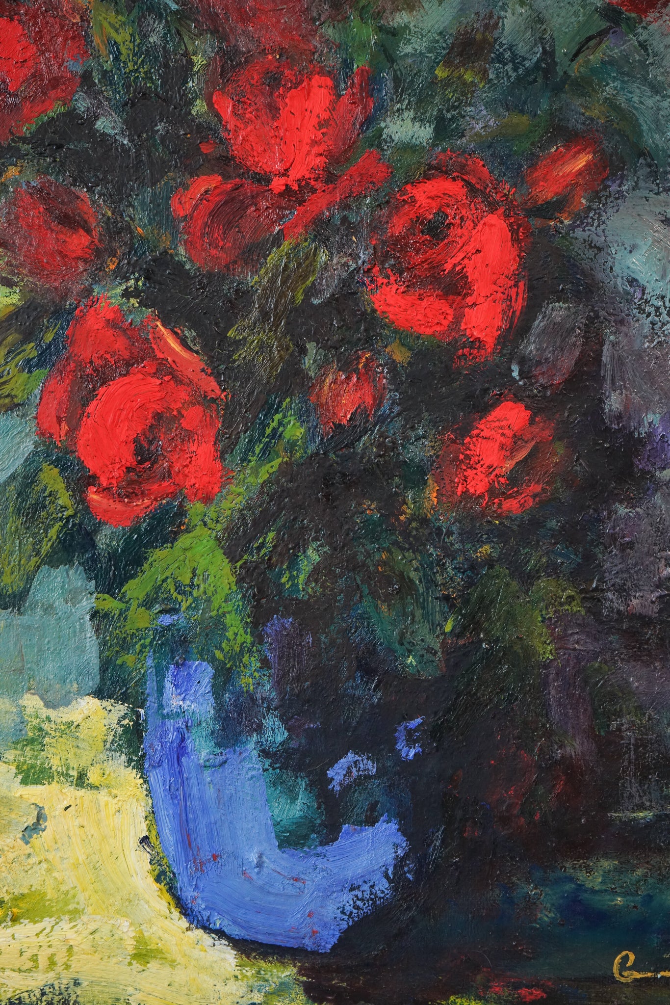 Colourist - Red Flowers in a Blue Vase