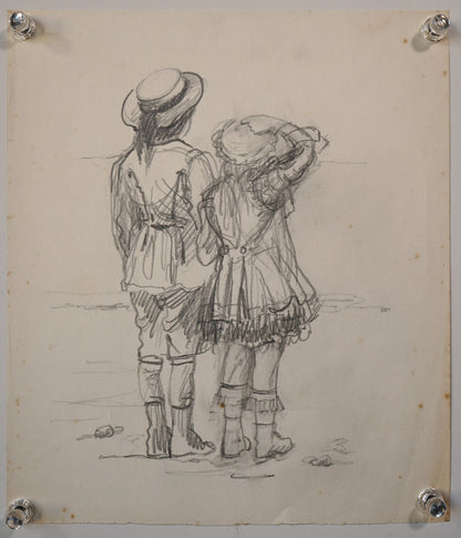 Four High Quality Drawings - Victorian Children at Play