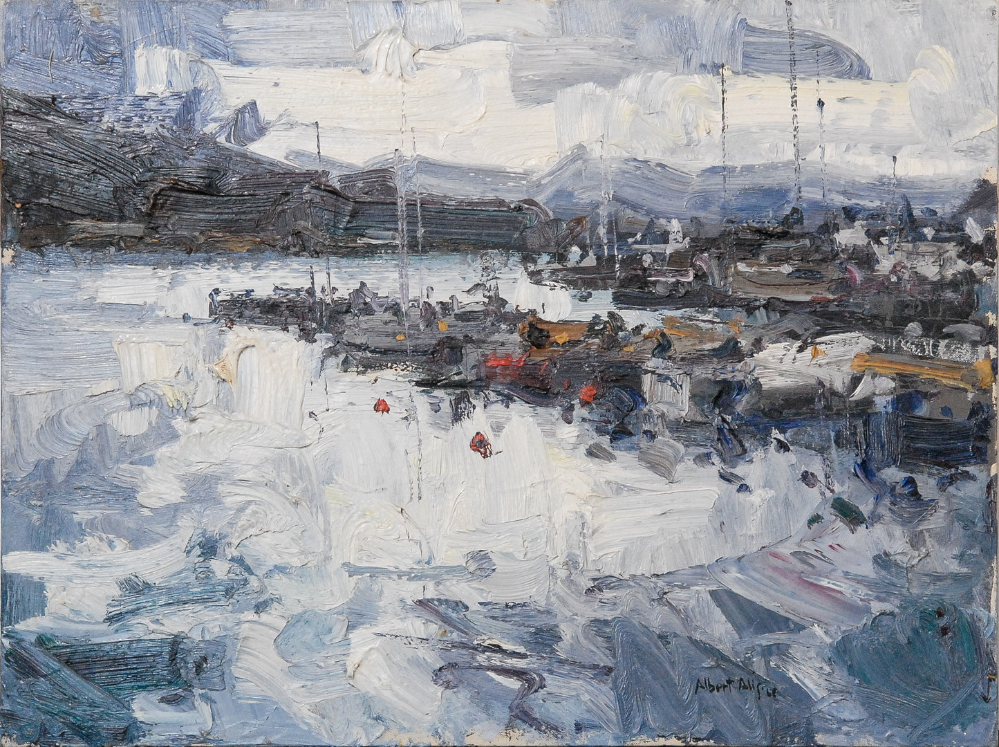 Abstract - Oil on board - Harbour Scene