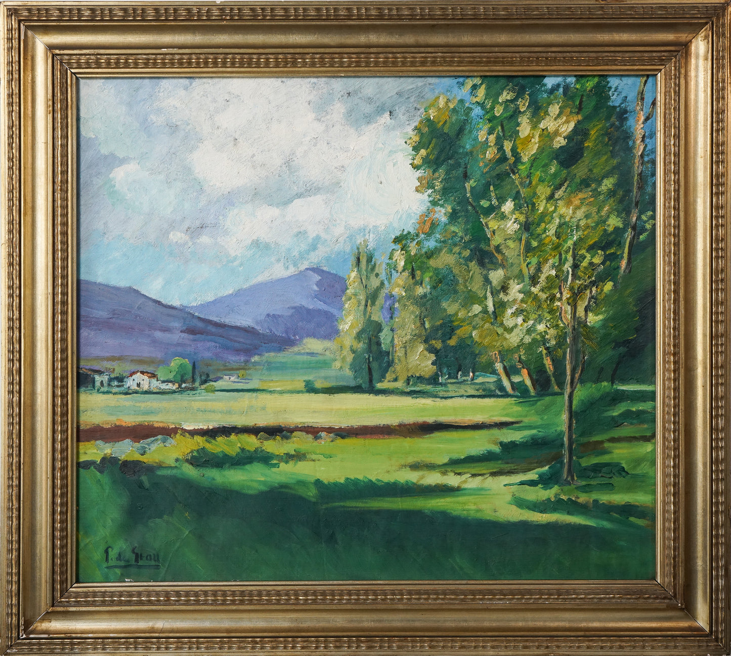 Frame signed summer landscape - Oil on Canvas