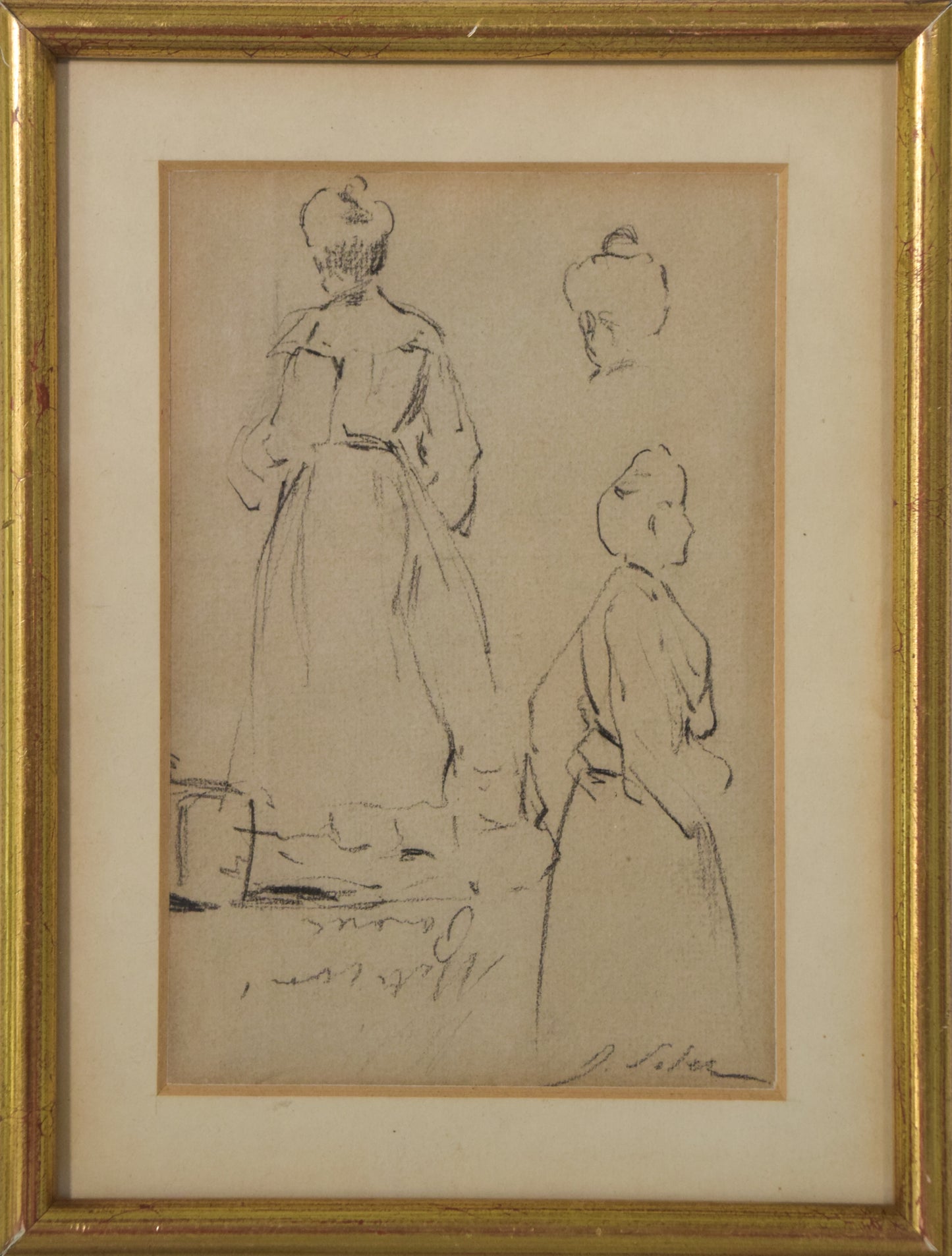 Double-sided sketches of Fin de siècle Ladies_Framed