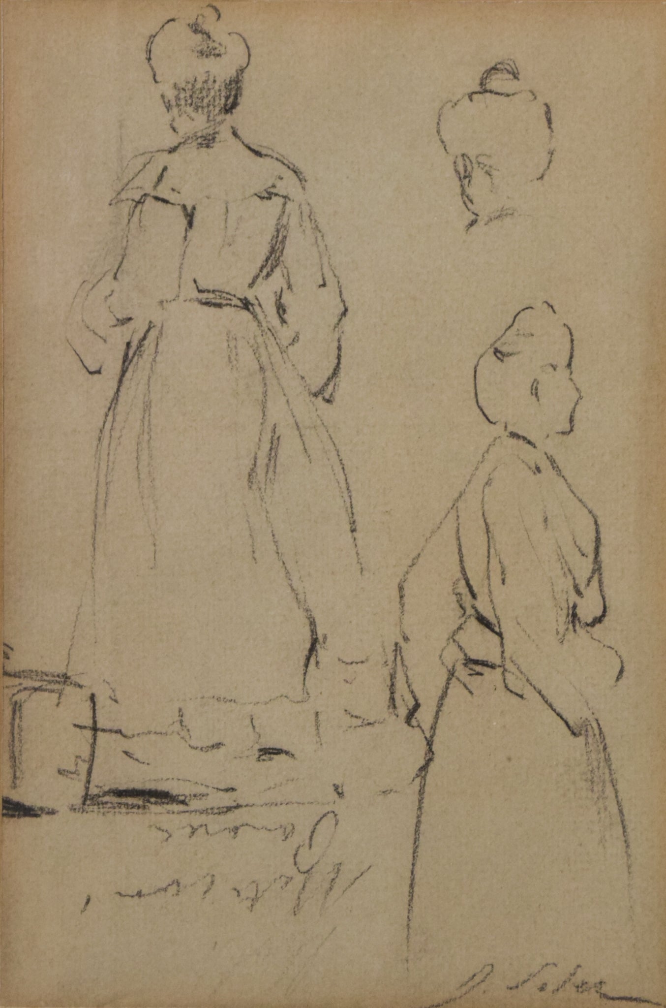 Double-sided sketches of Fin de siècle Ladies