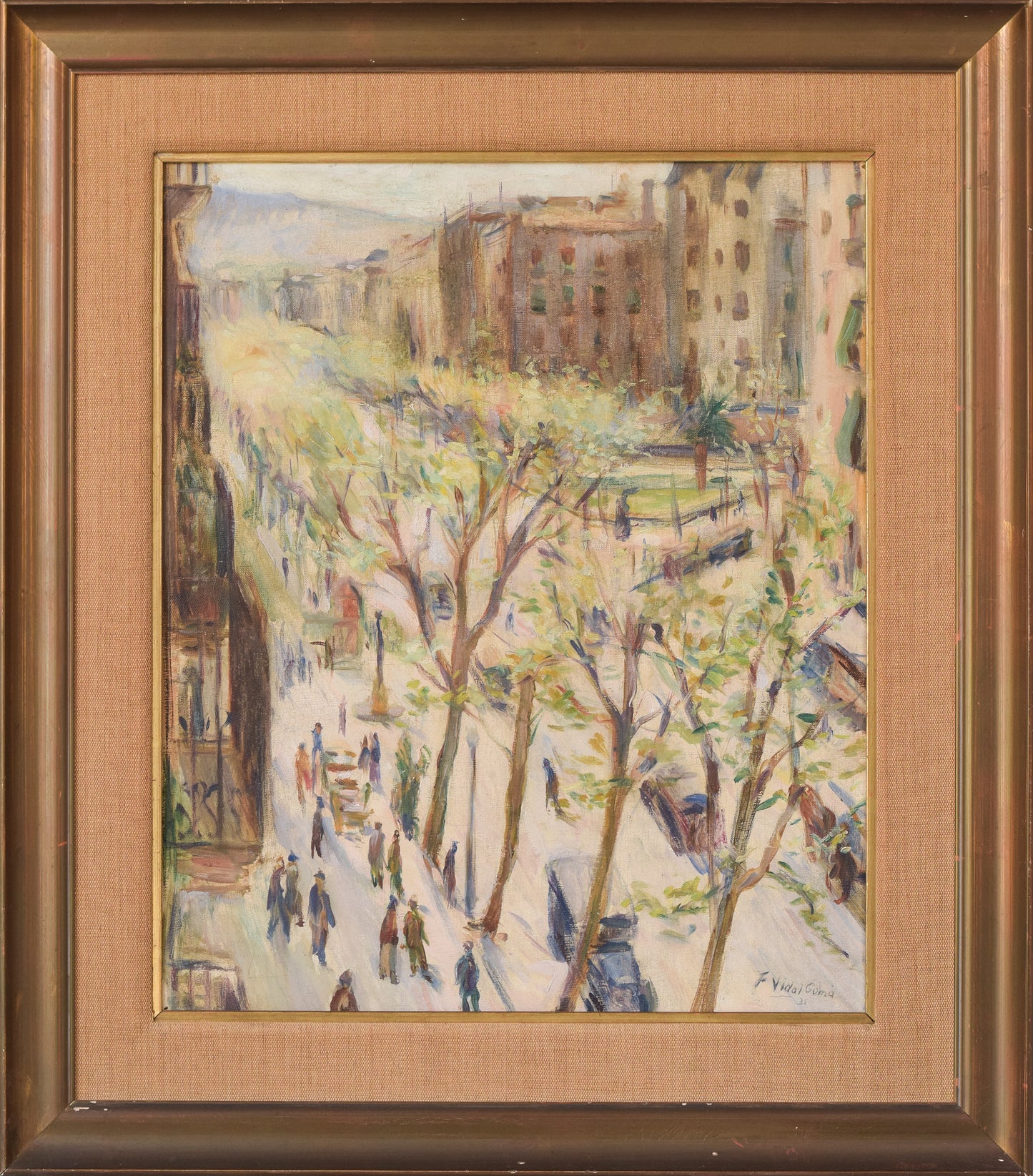 Francesc Vidal Gomá - Impressionist Street Scene, Barcelona 1931