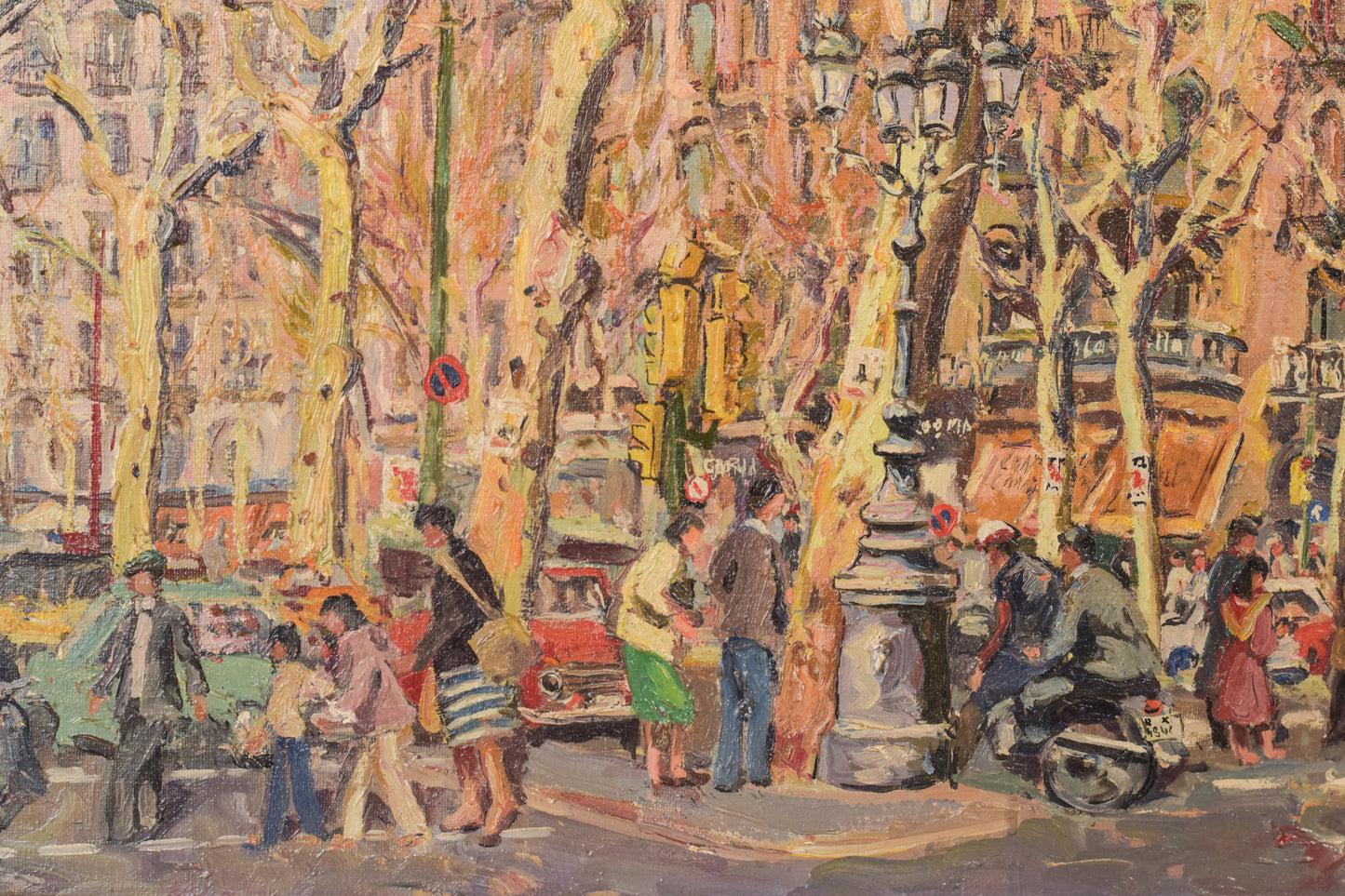 Barcelona Street Scene, 'Passeig de Gràcia. Plaça de Catalunya' - Oil on Canvas