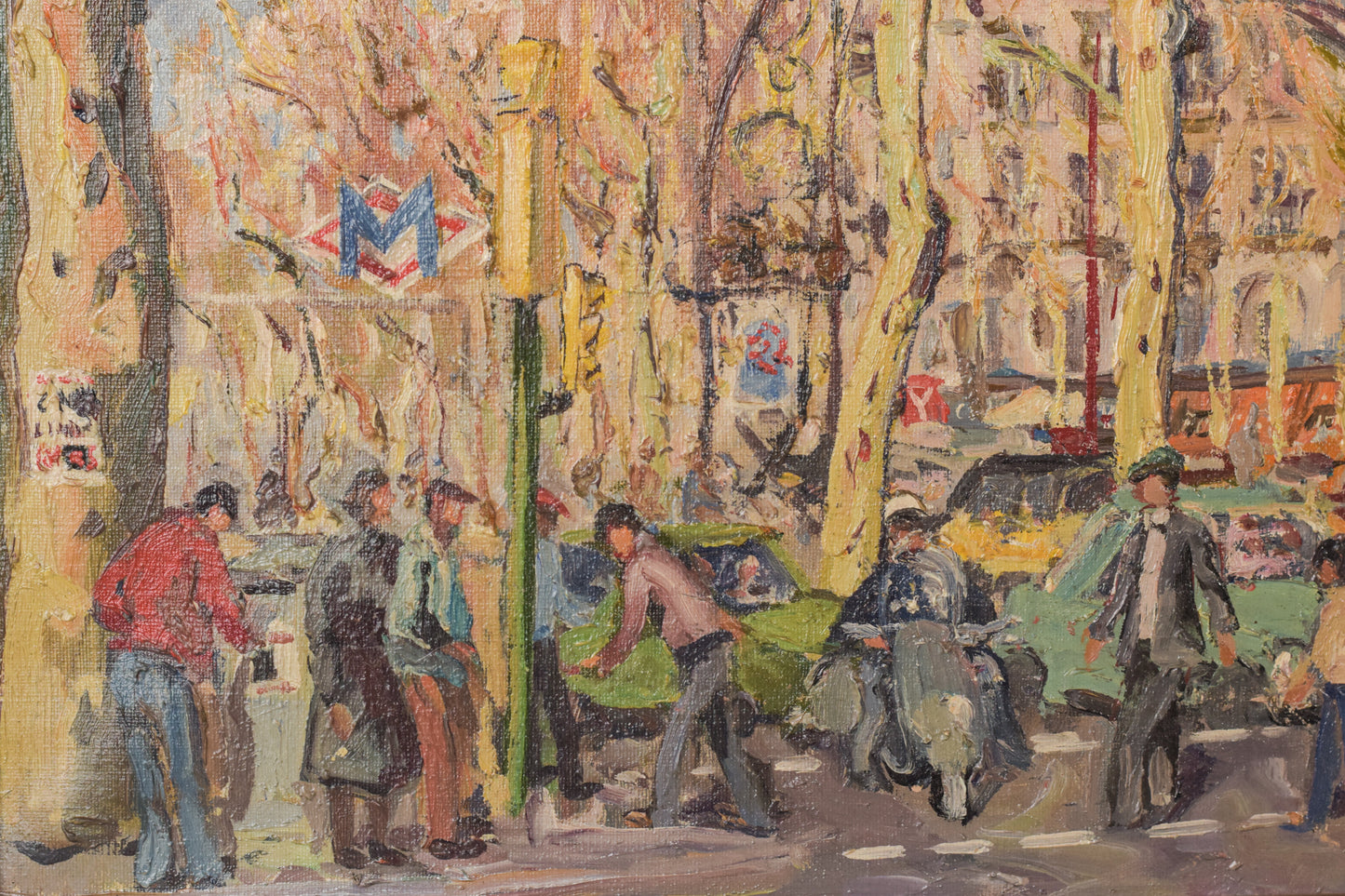 Barcelona Street Scene, 'Passeig de Gràcia. Plaça de Catalunya' - Oil on Canvas