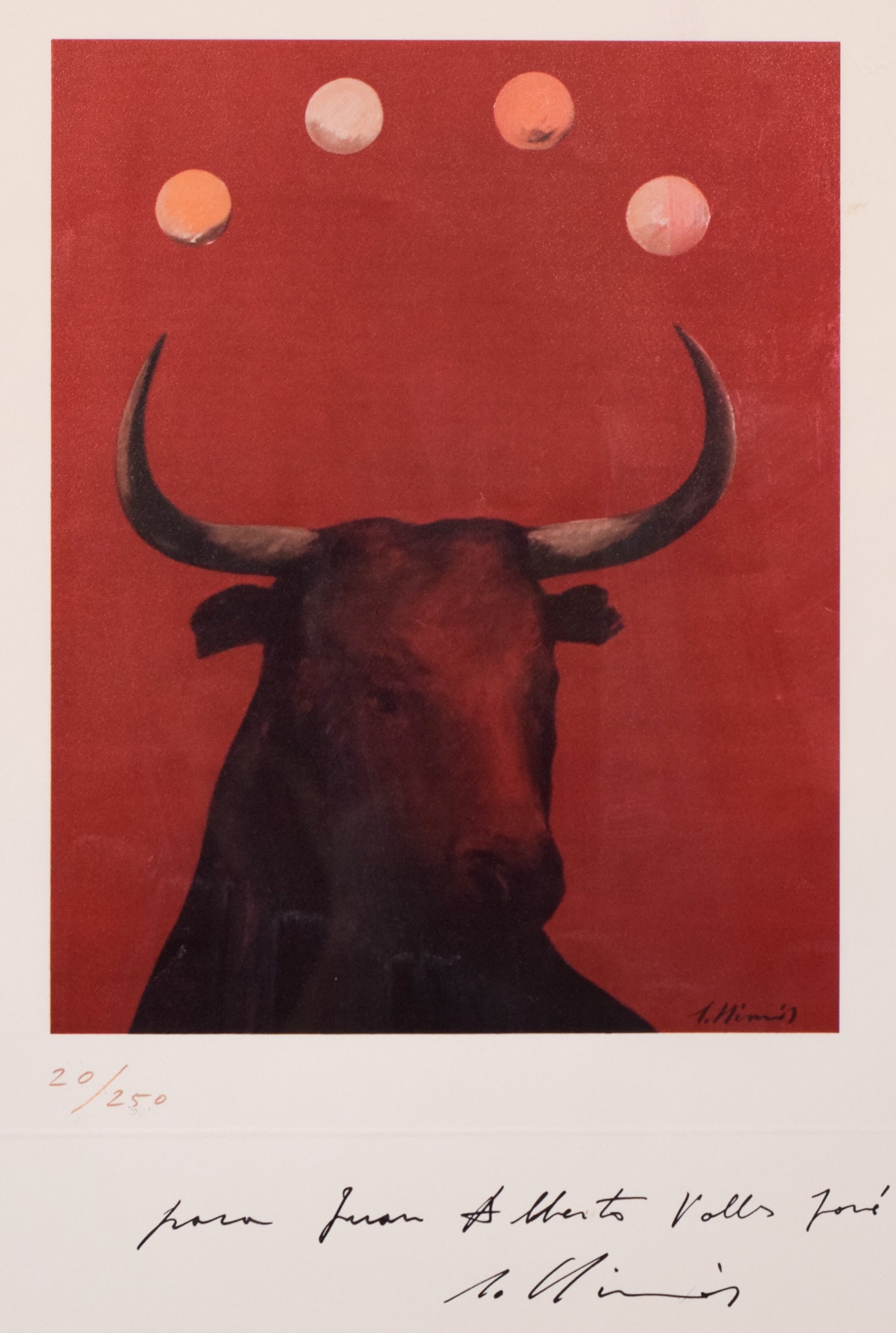 Limited Edition Lithograph of a Bull