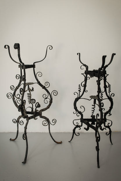 Pair of Wrought Iron Antique Washbowl Stands
