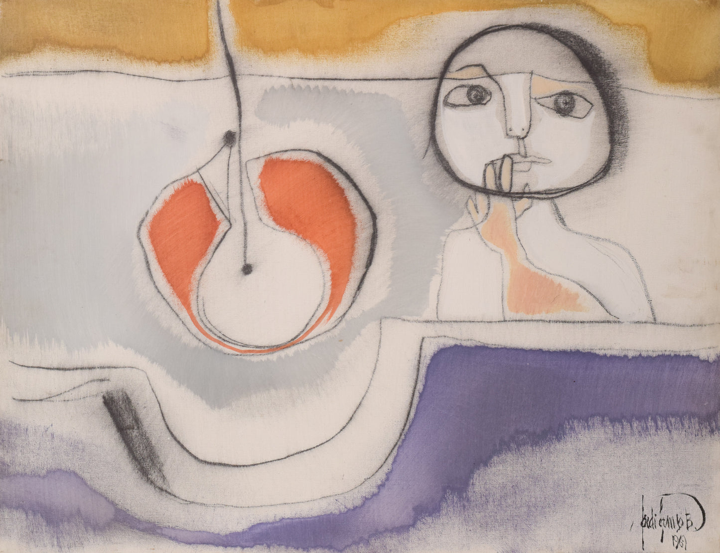 Follower of Joan Miro. Oil on Canvas Painting