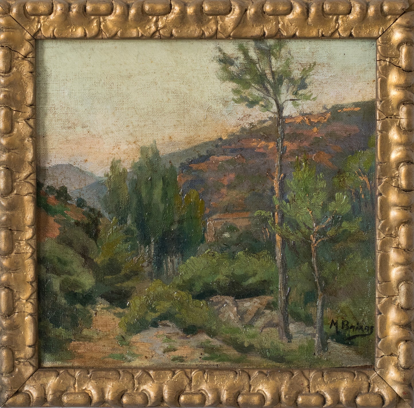 Impressionist style Mountain Landscape at Sunset_Framed