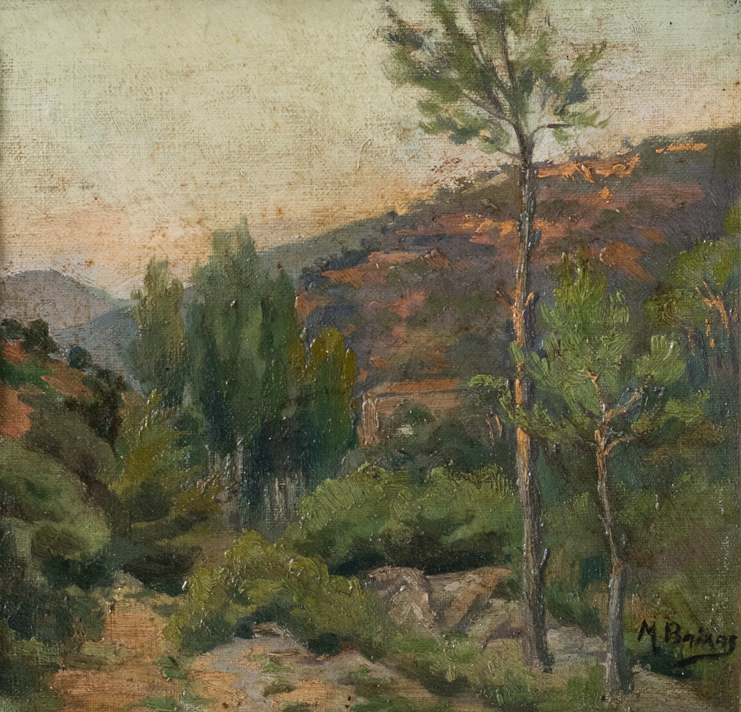 Impressionist style Mountain Landscape at Sunset