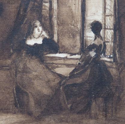 Ladies by a Window - India Ink Drawing_Detail