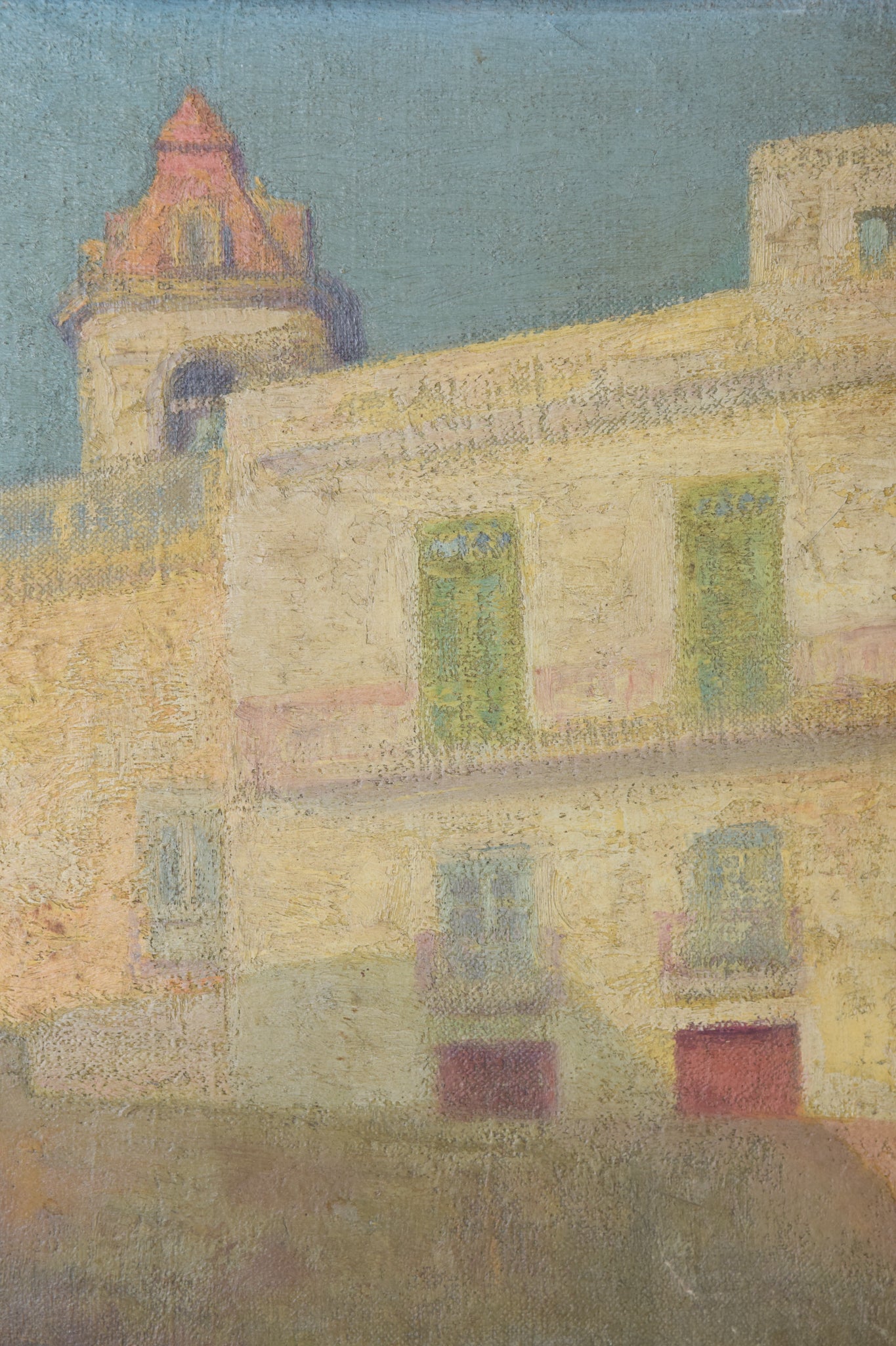 Intimiste Painting of a House and Fishing Boat_Detail